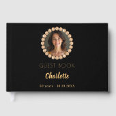 Gästebuch Geburtstag schwarzes Gold Foto Diamanten (Vorderseite)