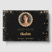 Gästebuch Geburtstag schwarzes Gold Foto Diamanten (Vorderseite)
