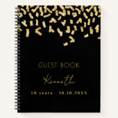 Gästebuch Geburtstag schwarzes Gold Konfetti Notizblock (Vorderseite)