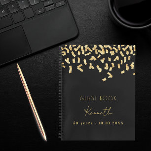 Gästebuch Geburtstag schwarzes Gold Konfetti Notizblock