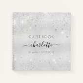 Gästebuch Geburtstag Silber Glitzer Monogramm Notizblock (Vorderseite)