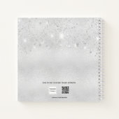 Gästebuch Geburtstag Silber Glitzer Monogramm Notizblock (Rückseite)