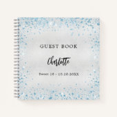 Gästebuch Geburtstag silberblau Glitzern Notizblock (Vorderseite)
