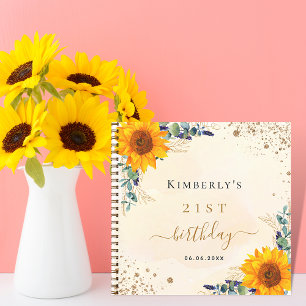 Gästebuch Geburtstag Sonnenblumen eucalyptus golde Notizblock