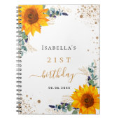 Gästebuch Geburtstag Sonnenblumen Eukalyptus Notizblock (Vorderseite)