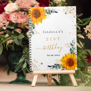 Gästebuch Geburtstag Sonnenblumen Eukalyptus Notizblock