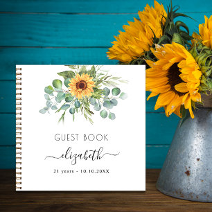 Gästebuch Geburtstag Sonnenblumen Eukalyptus Notizblock