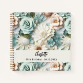 Gästebuch Geburtstag staubige grüne Creme Name Notizblock (Vorderseite)