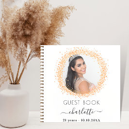 Gästebuch Geburtstag Weißgold Glitzer Foto Notizblock