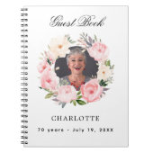 Gästebuch Geburtstag Whitefloral Foto Budget Notizblock (Vorderseite)