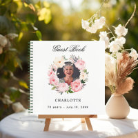 Gästebuch Geburtstagsflorale mit weißem Foto