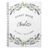 Gästebuch Geburtstagsklavendel violett eukalyptus Notizblock (Vorderseite)