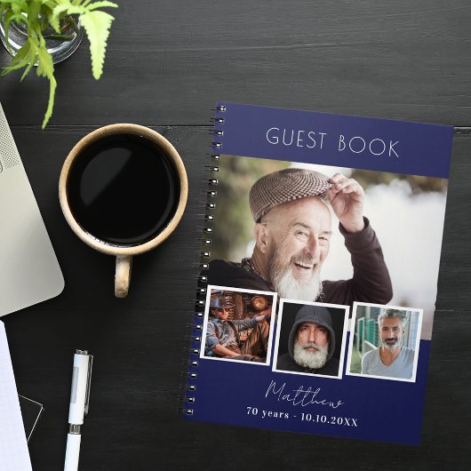 Gästebuch Geburtstagskollektion mit blauen weißen  Notizblock