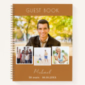 Gästebuch Geburtstagskupfer-braune Foto-Collage Notizblock (Vorderseite)