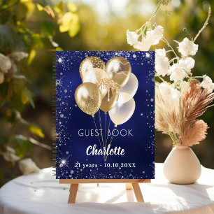 Gästebuch Geburtstagsnacht blaue Goldballons Notizblock