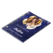 Gästebuch Geburtstagsnavin Goldballons aus blauem Notizblock (Linke Seite)