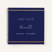 Gästebuch Geburtstagsnavy Blaugoldminimalist Notizblock (Vorderseite)