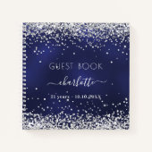 Gästebuch Geburtstagsnavy Silber Glitzer Notizblock (Vorderseite)