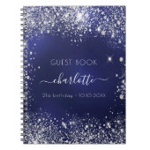 Gästebuch Geburtstagsnavy Silber Glitzer Notizblock (Vorderseite)