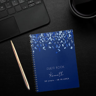 Gästebuch Geburtstagsparty Blue Confetti Notizblock