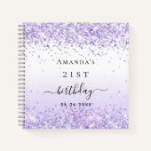 Gästebuch Geburtstagsparty violett-weiß Glitzer Notizblock (Vorderseite)