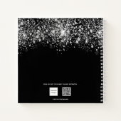 Gästebuch Geburtstagsschwarz-silber-Glitzer Monogr Notizblock (Rückseite)