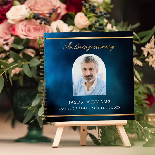 Gästebuch-Gedenkfeier Blau Himmel Foto Bogen Notizblock