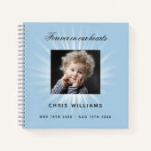 Gästebuch-Gedenkfeier Blauer Junge Foto Notizblock (Vorderseite)