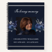 Gästebuch Gedenkfeier Blaues Foto Notizblock (Vorderseite)