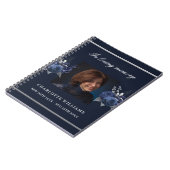 Gästebuch Gedenkfeier Blaues Foto Notizblock (Linke Seite)