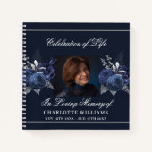 Gästebuch Gedenkfeier Blumenfloralen Foto Notizblock (Vorderseite)