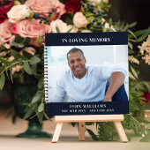 Gästebuch-Gedenkfeier dunkelblaues Foto Notizblock