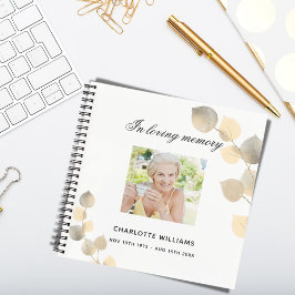 Gästebuch-Gedenkfeier ecalyptus golden Notizblock