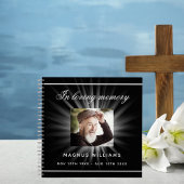 Gästebuch-Gedenkfeier Schwarz-weißes Foto Notizblock