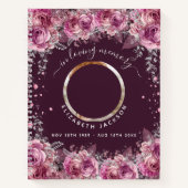 Gästebuch-Gedenkstätte burgundy florals Foto Beerd Notizblock (Vorderseite)