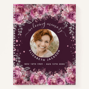 Gästebuch-Gedenkstätte burgundy florals Foto Beerd Notizblock