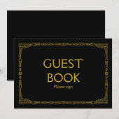 "Gästebuch" Gold Art Deco Style Wedding Sign Einladung (Vorne/Hinten)