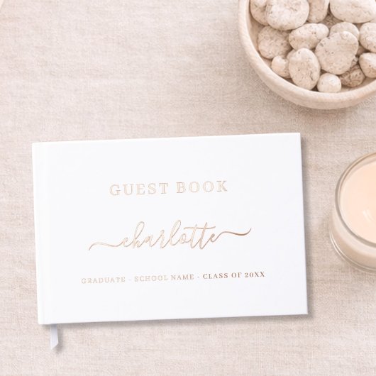Gästebuch Graduation Party Rose gold weiß
