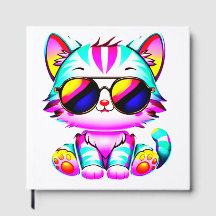Gästebuch..."Groovy Neon Cat Wall Art - Lebhaft