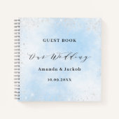 Gästebuch Hochzeit Baby Blue Silber Glitzer Notizblock (Vorderseite)