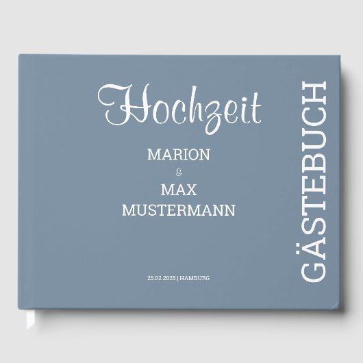 Gästebuch Hochzeit Dusty Blue 01 (Vorderseite)