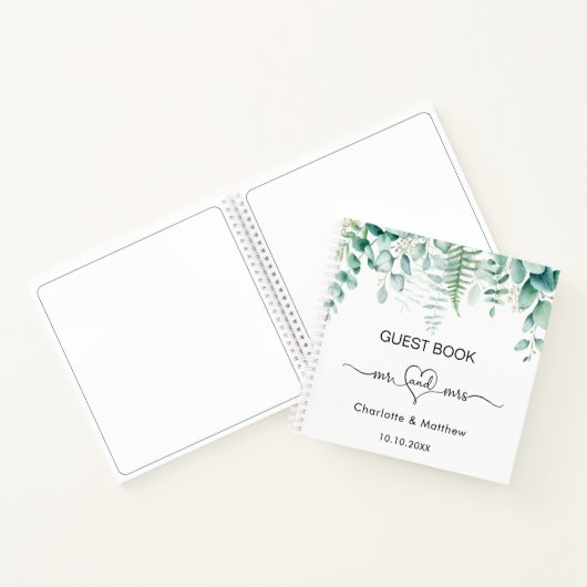 Gästebuch Hochzeit Eukalyptus grün mr mrs Notizblock (Innenseite)