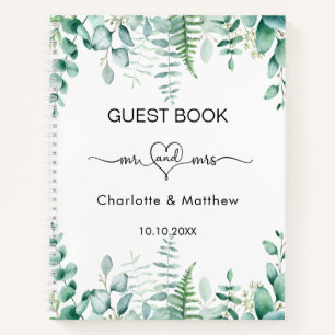 Gästebuch Hochzeit Eukalyptus grün mr mrs Notizblock