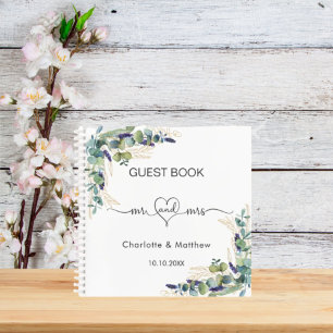 Gästebuch Hochzeit Eukalyptus grün mr mrs Notizblock