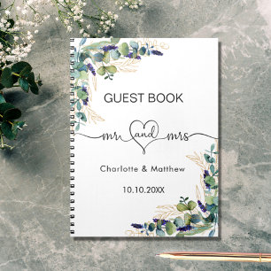 Gästebuch Hochzeit Eukalyptus grün mr mrs Notizblock