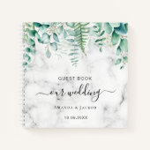 Gästebuch Hochzeit Eukalyptus Grüne Marmor Notizblock (Vorderseite)