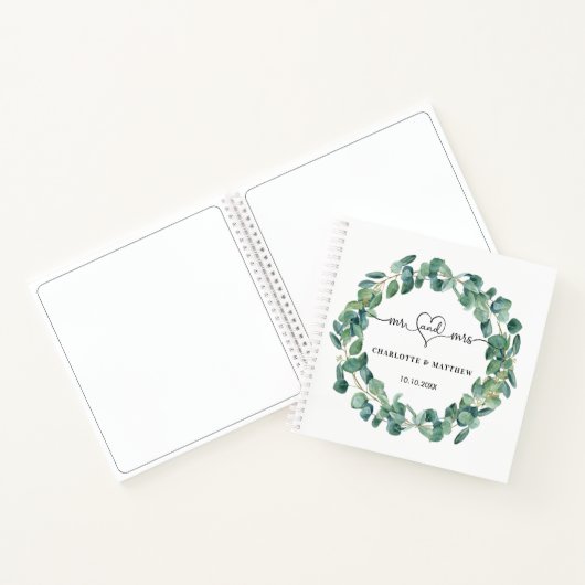 Gästebuch Hochzeit Eukalyptus-Wraath mr mrs herz Notizblock (Innenseite)