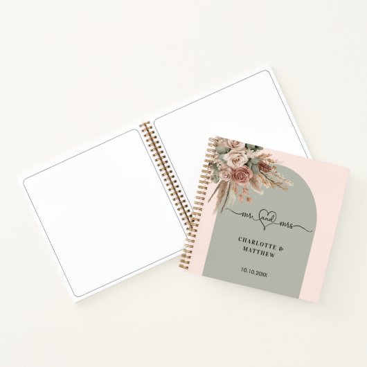 Gästebuch Hochzeit Frau Herz rosa Bogen Salbei Notizblock (Innenseite)