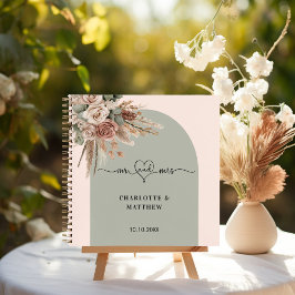 Gästebuch Hochzeit Frau Herz rosa Bogen Salbei Notizblock