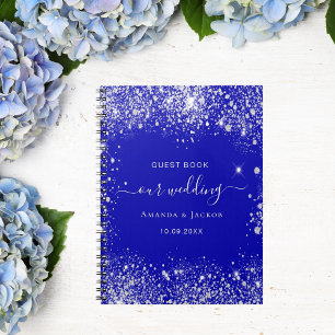 Gästebuch Hochzeit königsblau silber Glitzer Notizblock
